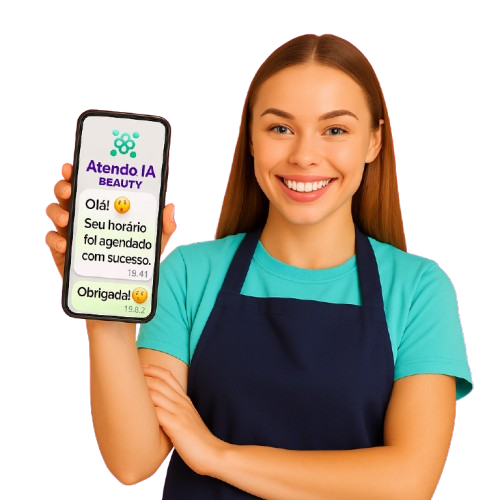 Profissional de beleza usando o Atenndo.IA